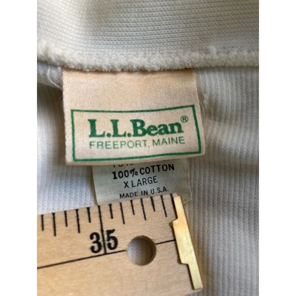 VTG Mens Sz XL Made in USA LL BEAN Beige Cargidan Sweater Pockets